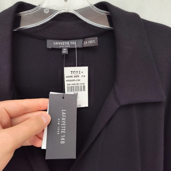 New Lafayette 148 little black shirt dress Toni plus size 3x mini work short - Picture 4 of 16